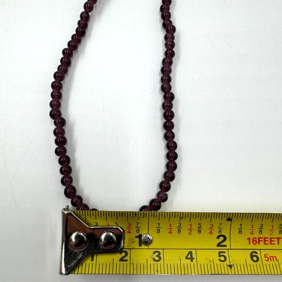 Vtg Glass Beaded Purple Necklace Amethyst Color 1960's Boho Chic Hippie 32" - Picture 5 of 8